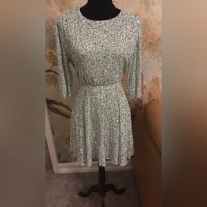 Alice + Olivia Sparkling Light Blue Mini Dress all in one sequins s